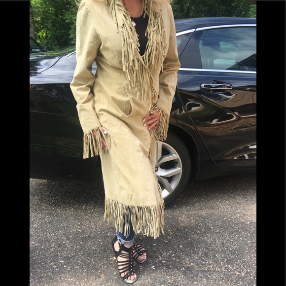 b lucid Jackets & Blazers - Suede fringe coat trench western